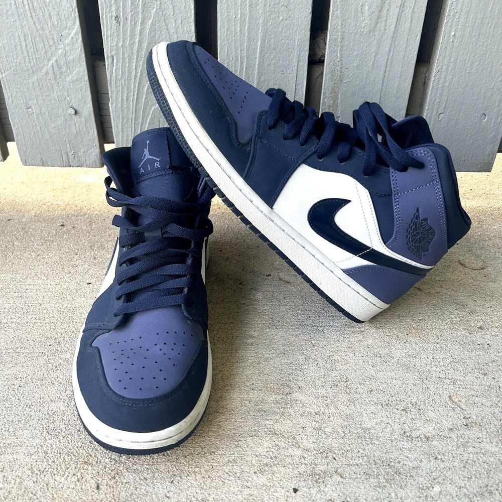 NIKE AIR JORDAN 1 MID‎ OBSIDIAN SANDED PURPLE SIZE 9.5 MEN 554724-445